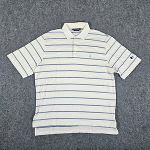 Ralph Lauren Polo Golf Pima Cotton Striped Short Sleeve Shirt White/Blue Men's L
